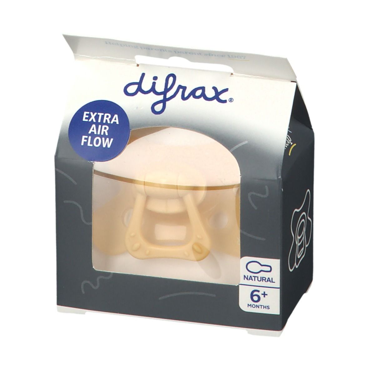 difrax® Sucette Natural Peach 6 Mois+ (Couleur non sélectionnable)