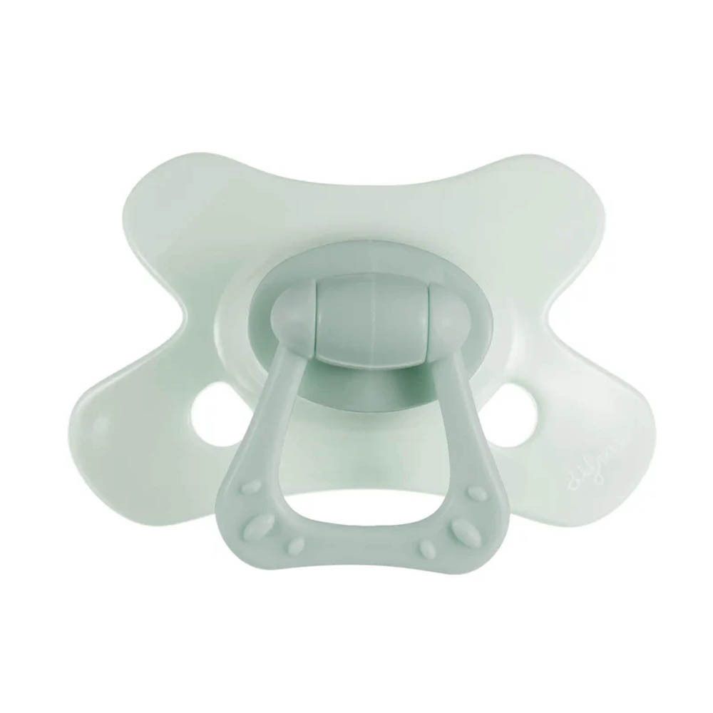 Sucette vert clair. Marque Difrax. Forme avec poignée. Pour bébés.