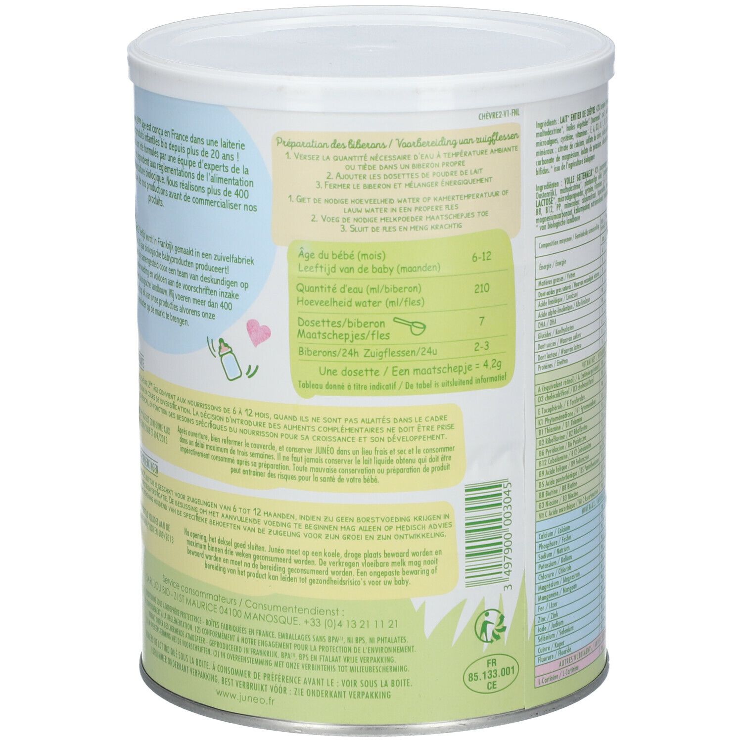 Junéo Chèvre Lait Infantile 2ème âge 900g – 6-12 mois