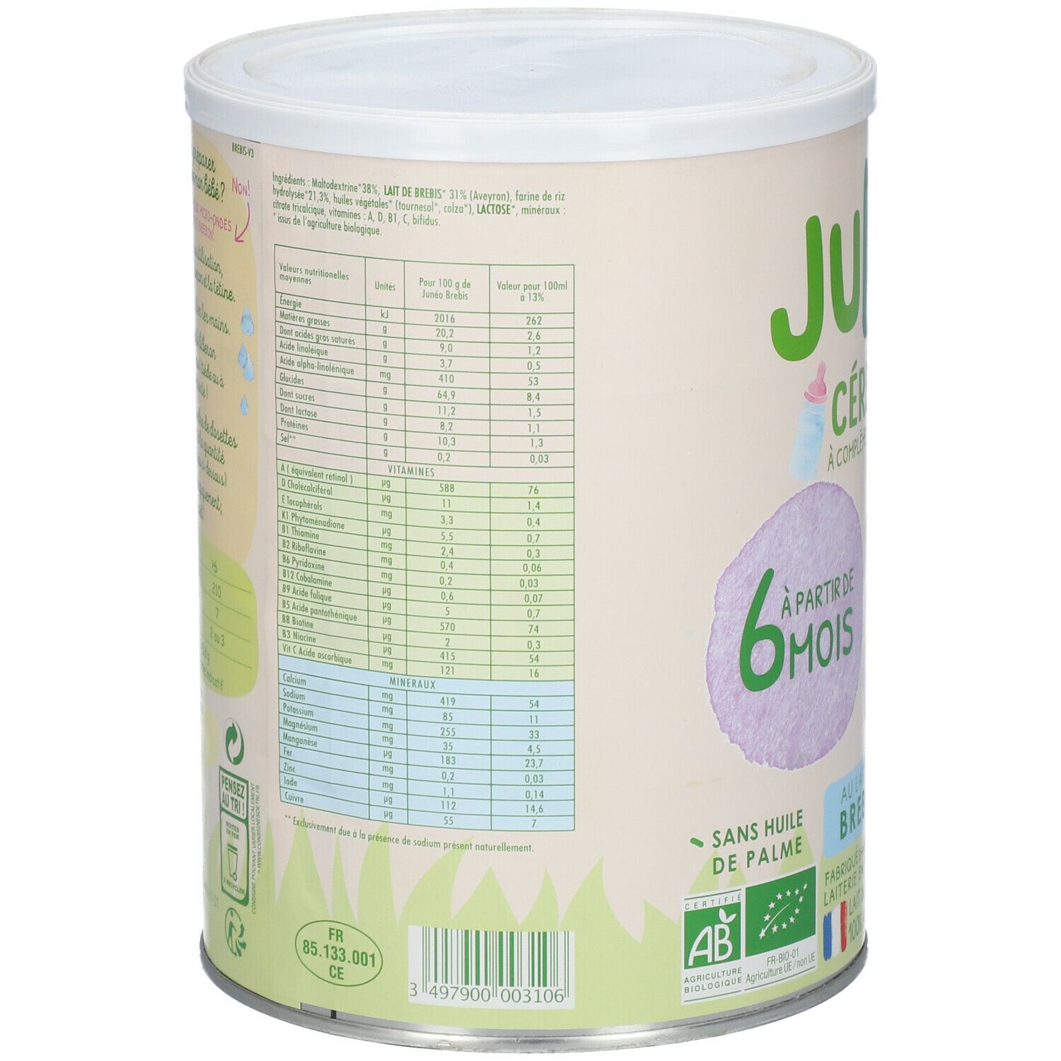 Junéo Brebis – Céréales à complément protéinique 900g – à partir de 6 mois