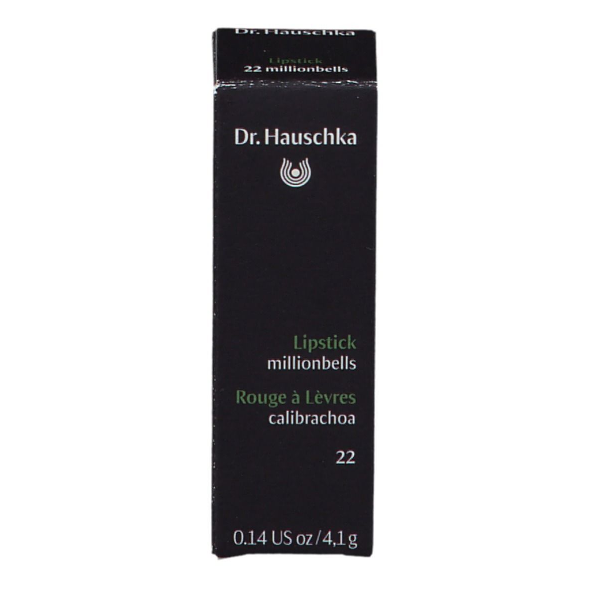 Schwarze Schachtel mit Produktnamen und Logo. Text in mehreren Sprachen. Gewicht angegeben.