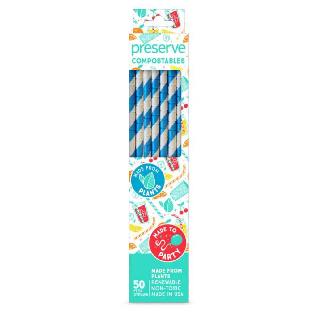 PRESERVE Pailles Compostables Bleues
