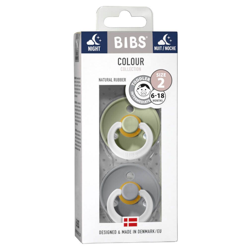 BIBS® BIBS COULEUR Tétines Nuit Sauge - Nuage 6 - 18 mois Taille 2