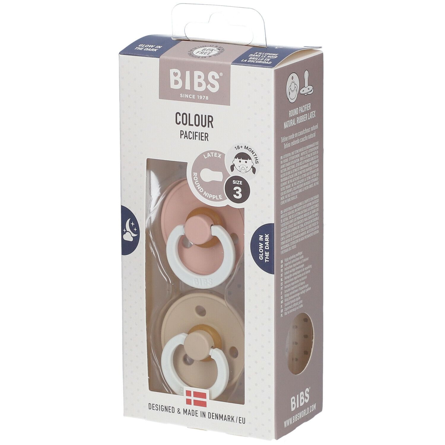 BIBS® BIBS COULEUR Tétines Nuit Blush - Vanille +18 mois Taille 3