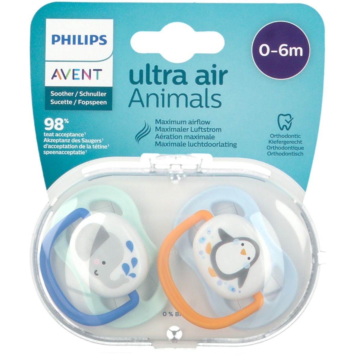 PHILIPS AVENT ultra air Sucette 0-6 Mois Animals (Couleur non sélectionnable)