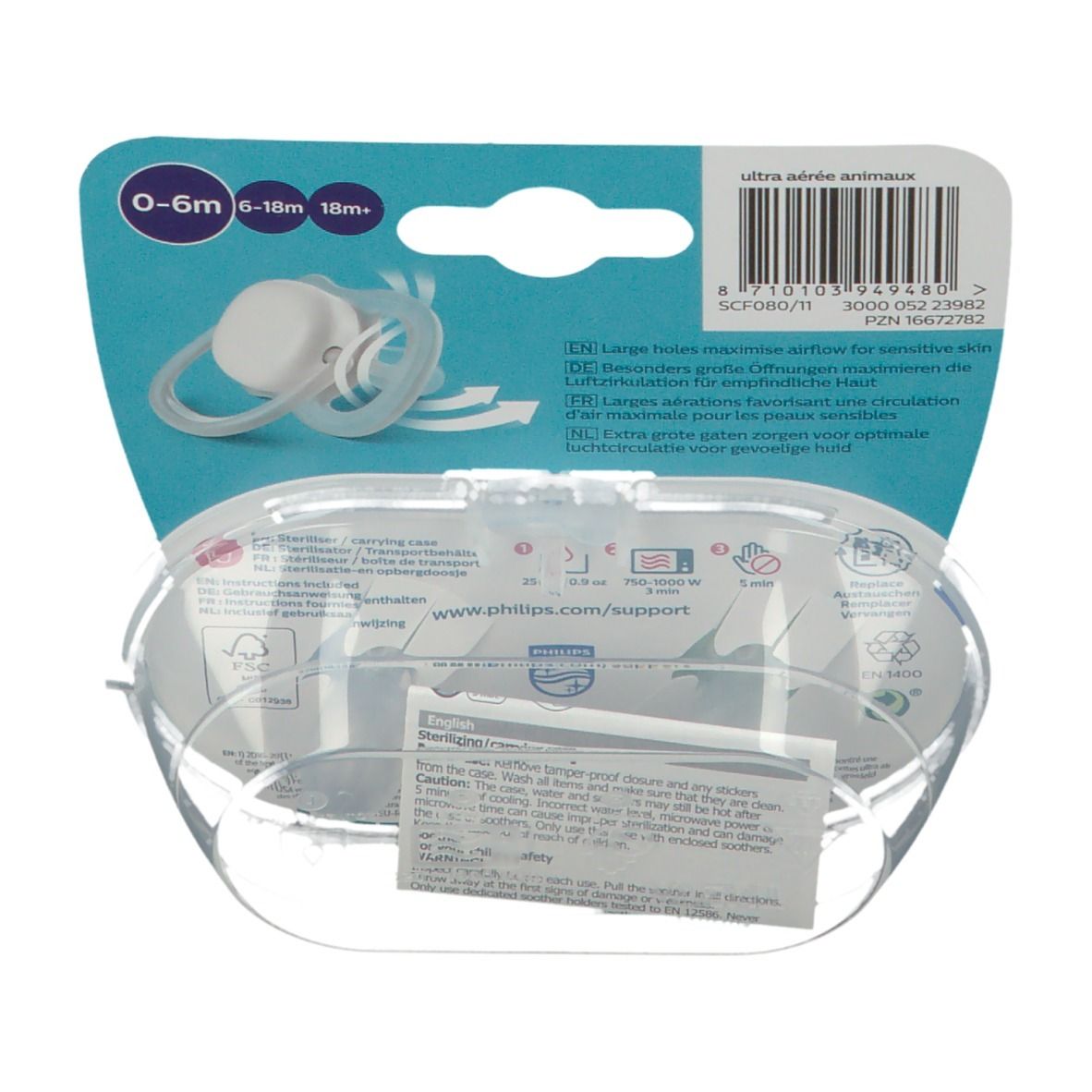 PHILIPS AVENT ultra air Sucette 0-6 Mois Animals (Couleur non sélectionnable)