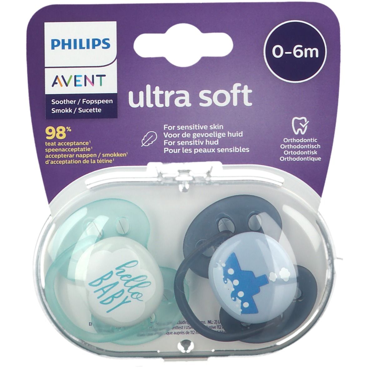 AVENT Schnuller Ultra Soft Boy 0-6 Monate (Farbe nicht wählbar)