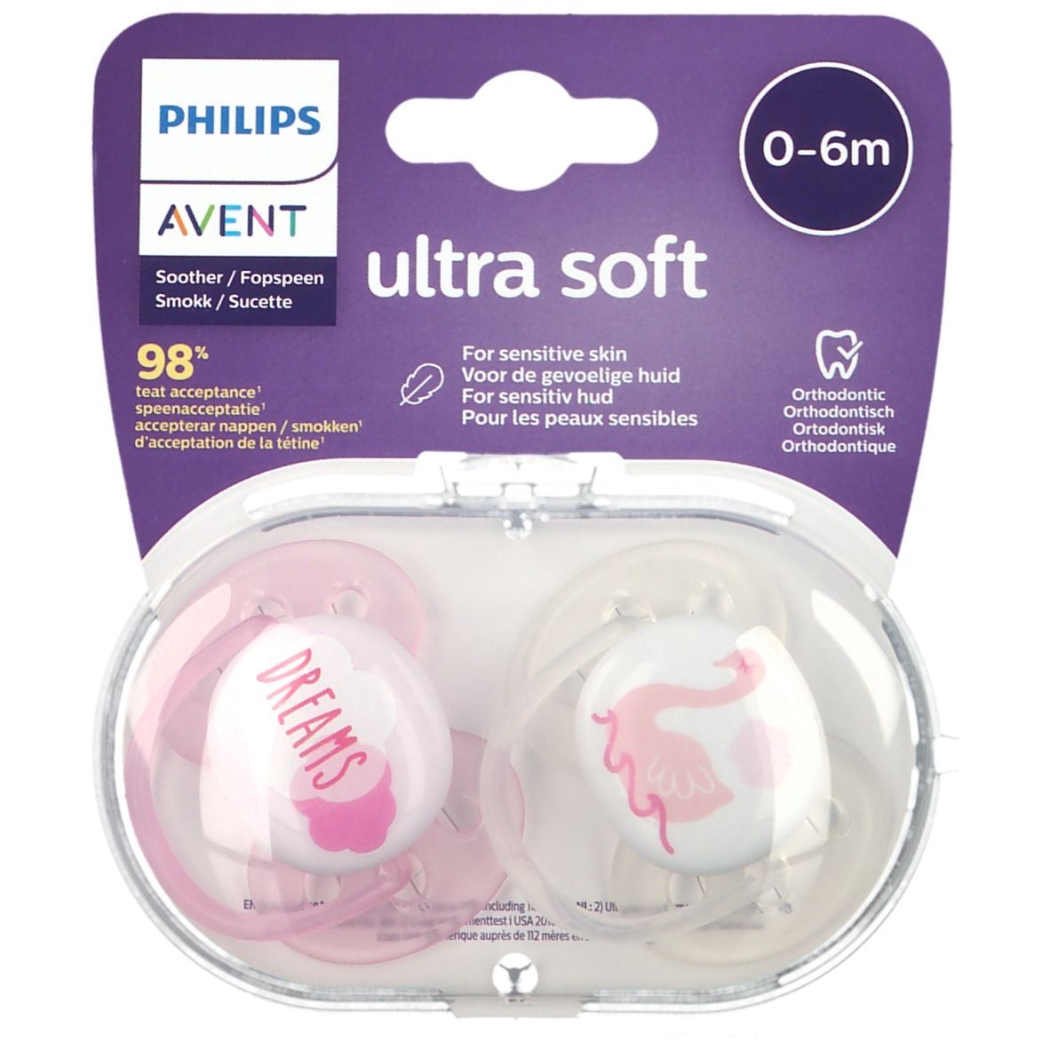 Philips AVENT Ultra Soft Tétines Girl 0-6 mois (Couleur non
