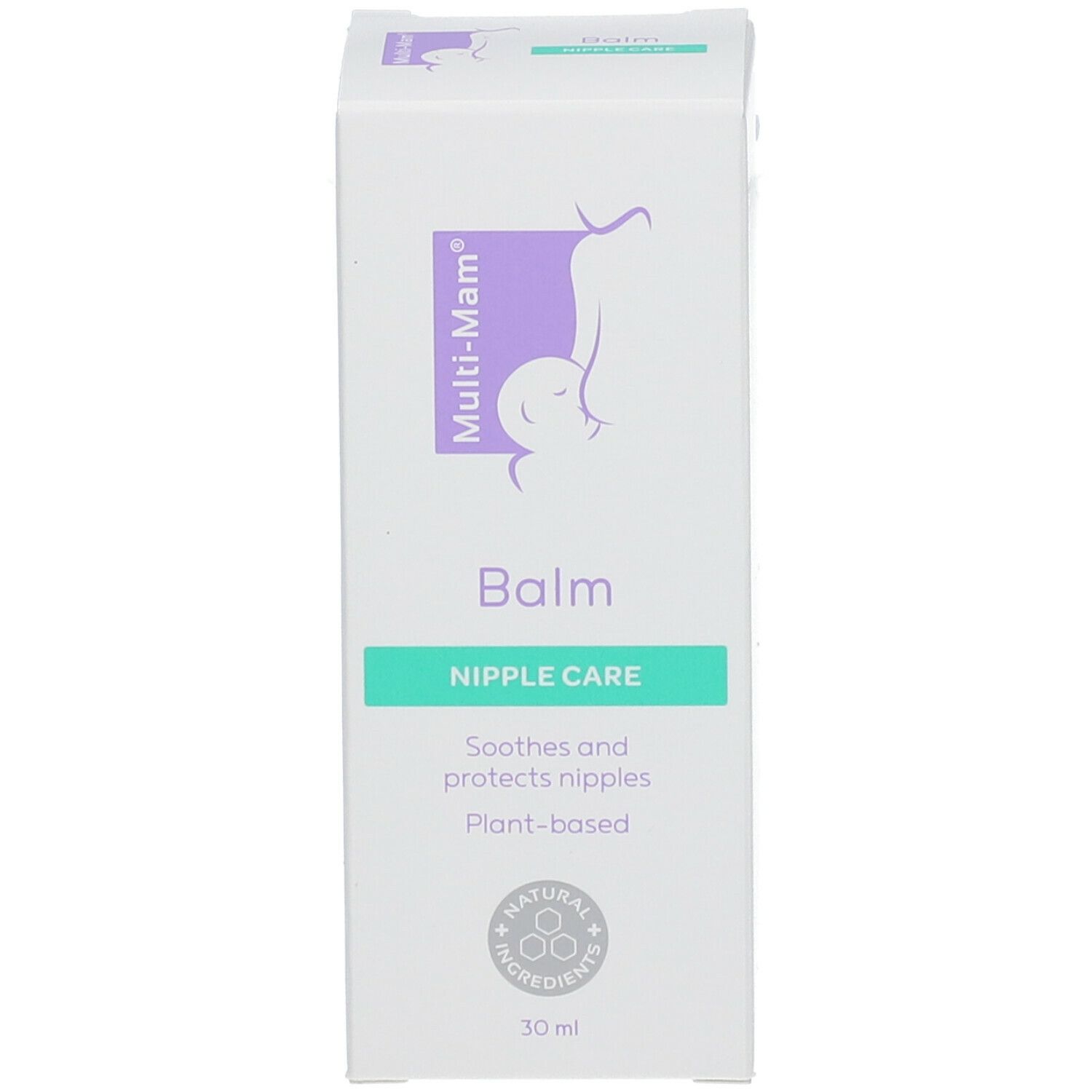 Multi-Mam® Balm Schachtel. Balm für die Brustwarzenpflege. Enthält 30 ml. Natürliche Inhaltsstoffe.