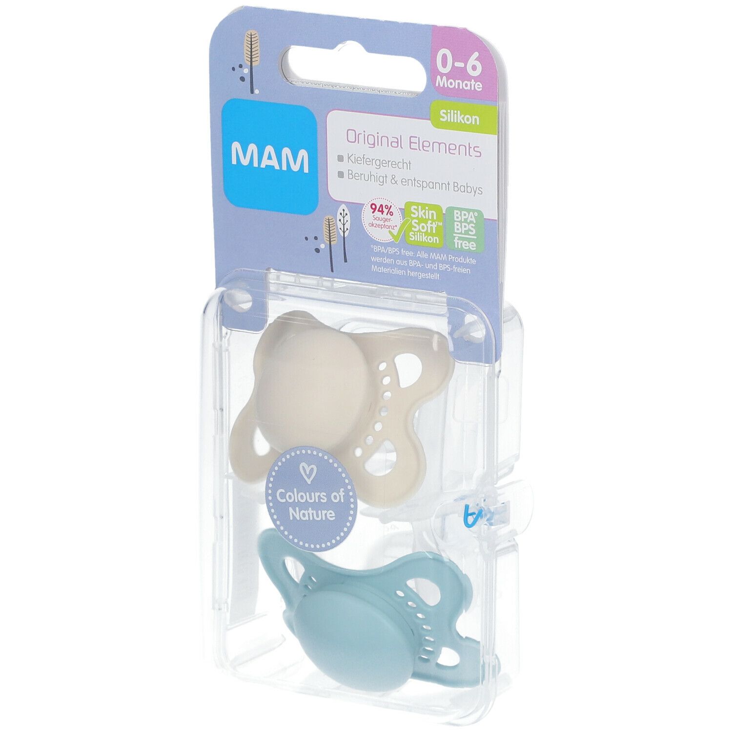 Lot De 2 Tétines MAM Original Elements 0-6 Mois - Silicone Doux, Forme D'allaitement | Boîte Stérilisatrice - 5