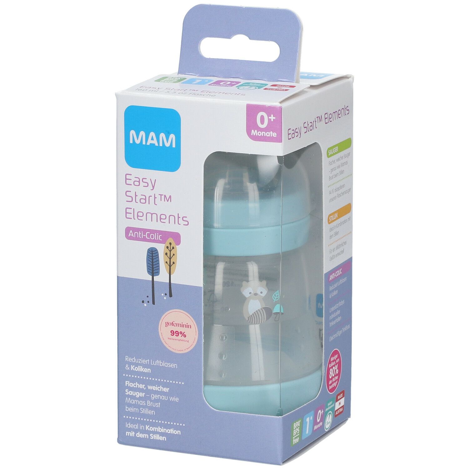MAM Biberon Easy Start™ anti-colique 160 ml +0 mois (Couleur non selectionnable)