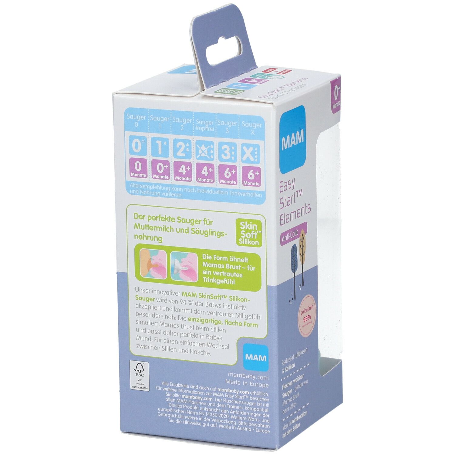 MAM Biberon Easy Start™ anti-colique 160 ml +0 mois (Couleur non selectionnable)