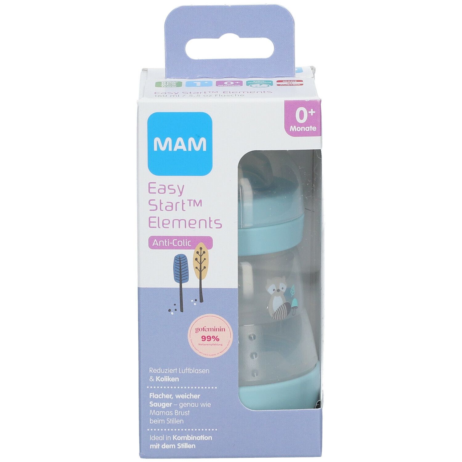 MAM Biberon Easy Start™ anti-colique 160 ml +0 mois (Couleur non selectionnable)