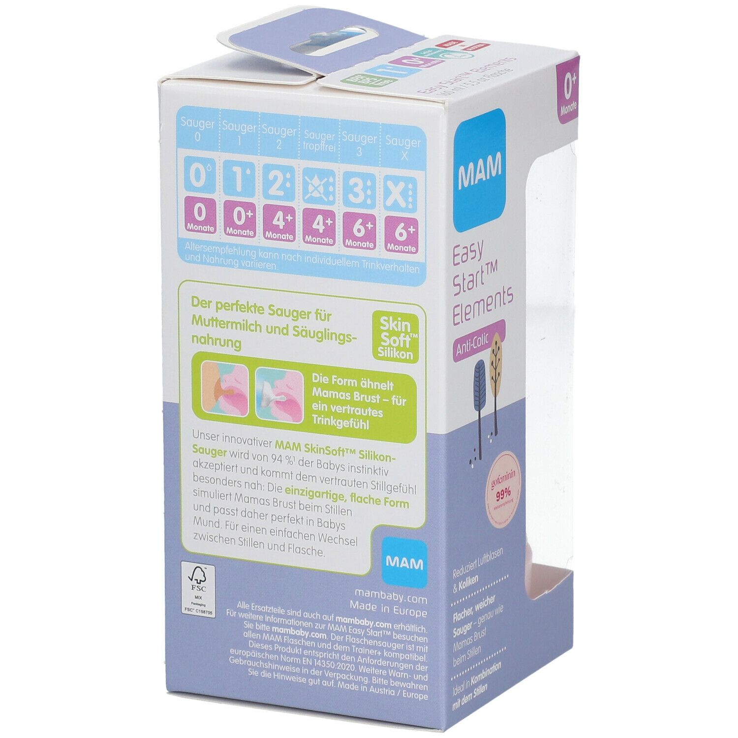 MAM Biberon Anti-Colique 160 ml Fille 0 Mois + (Couleur non sélectionnable)