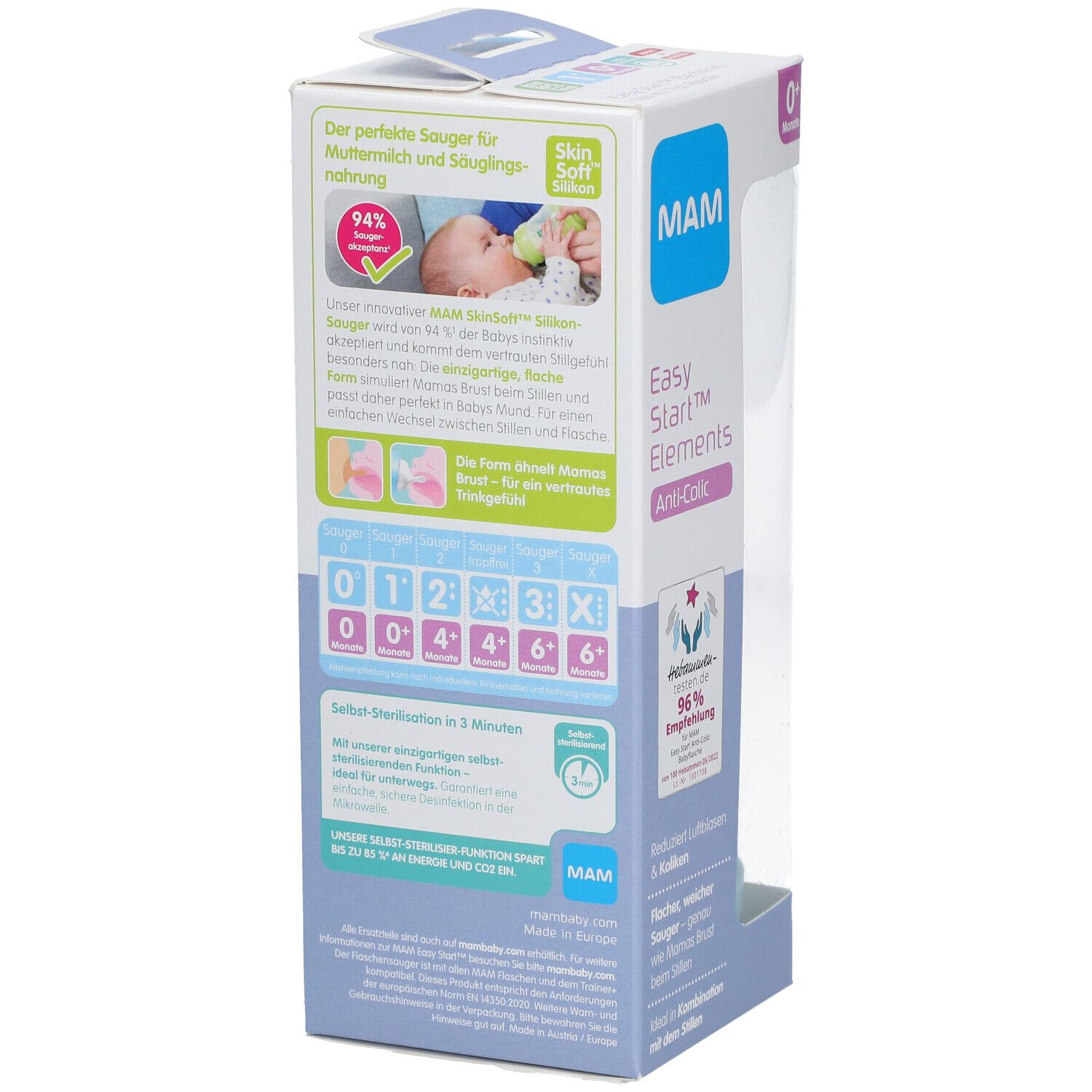 MAM Biberon Easy Start™ anti-colique 160 ml +0 mois (Couleur non selectionnable)