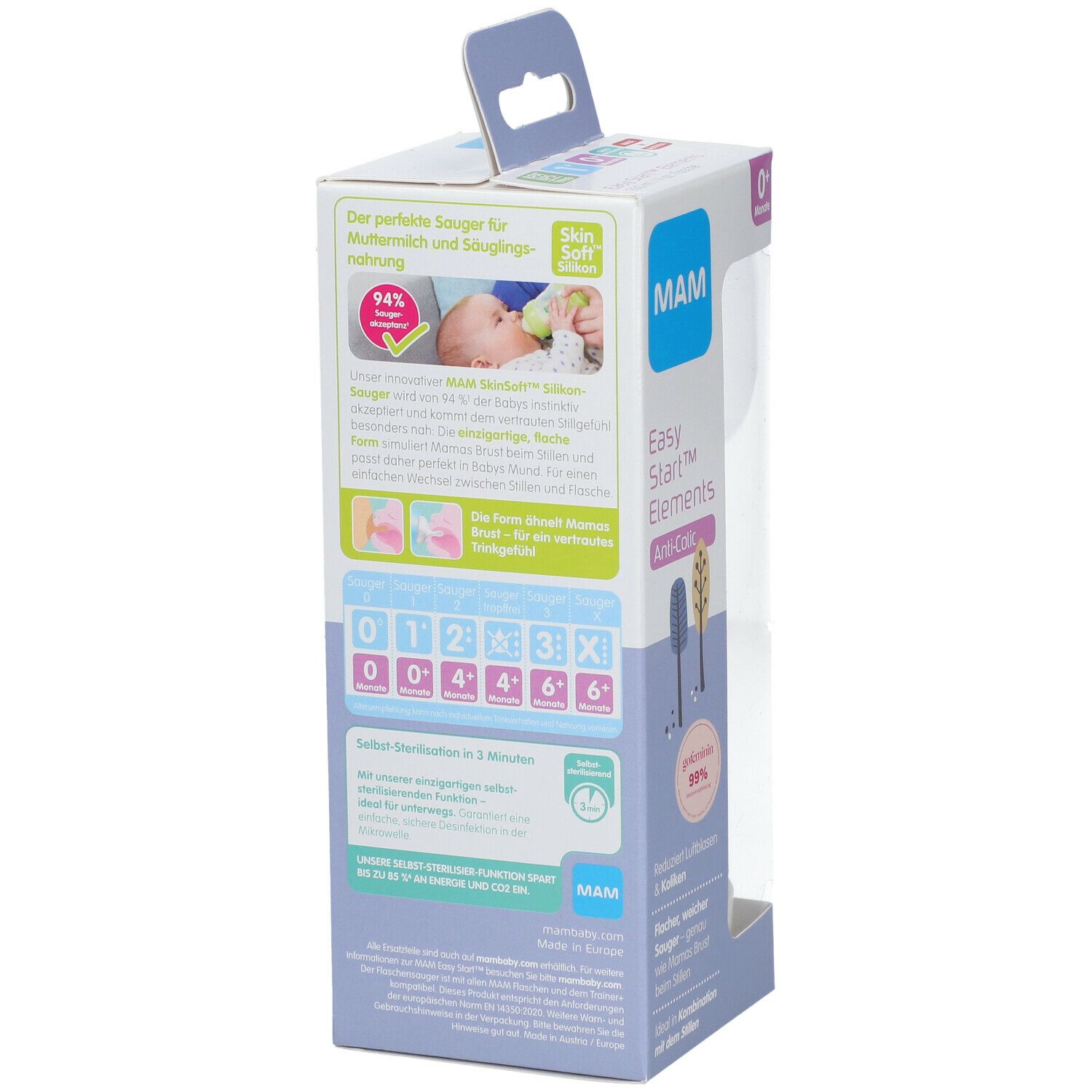 MAM Biberon Easy Start™ anti-colique 160 ml +0 mois (Couleur non selectionnable)