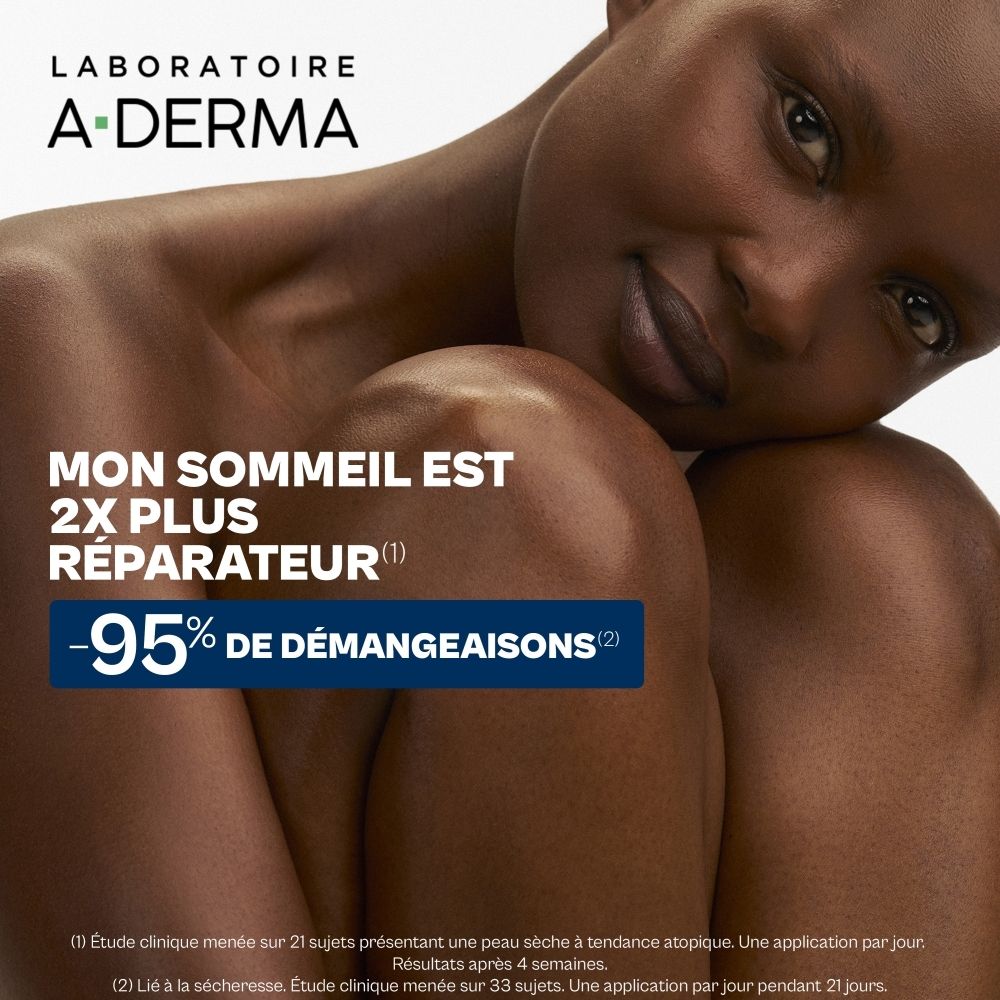 Laboratoire A-Derma: Schlaf ist 2x erholsamer. Reduziert Juckreiz um 95%. Für trockene, atopische Haut.