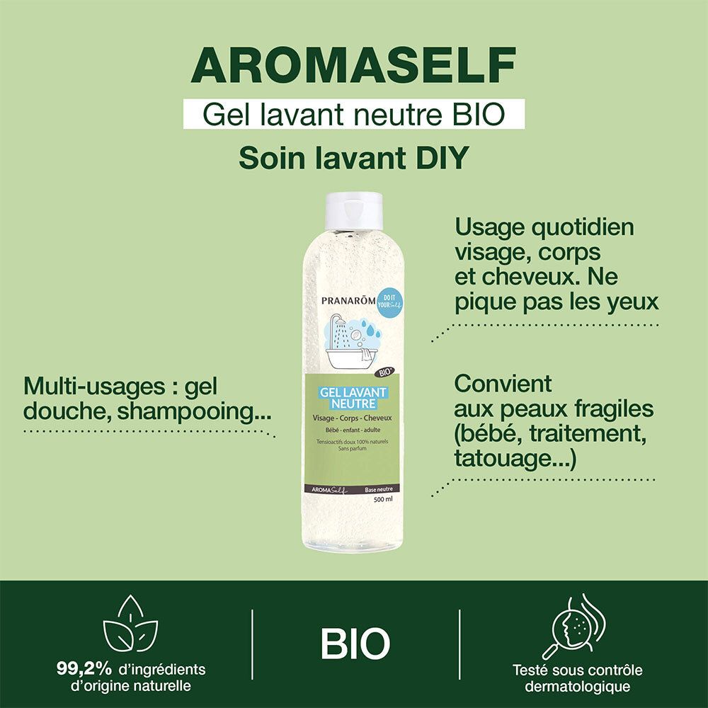 AROMASELF Gel lavant neutre BIO. Für Gesicht, Körper und Haare. Für empfindliche Haut.