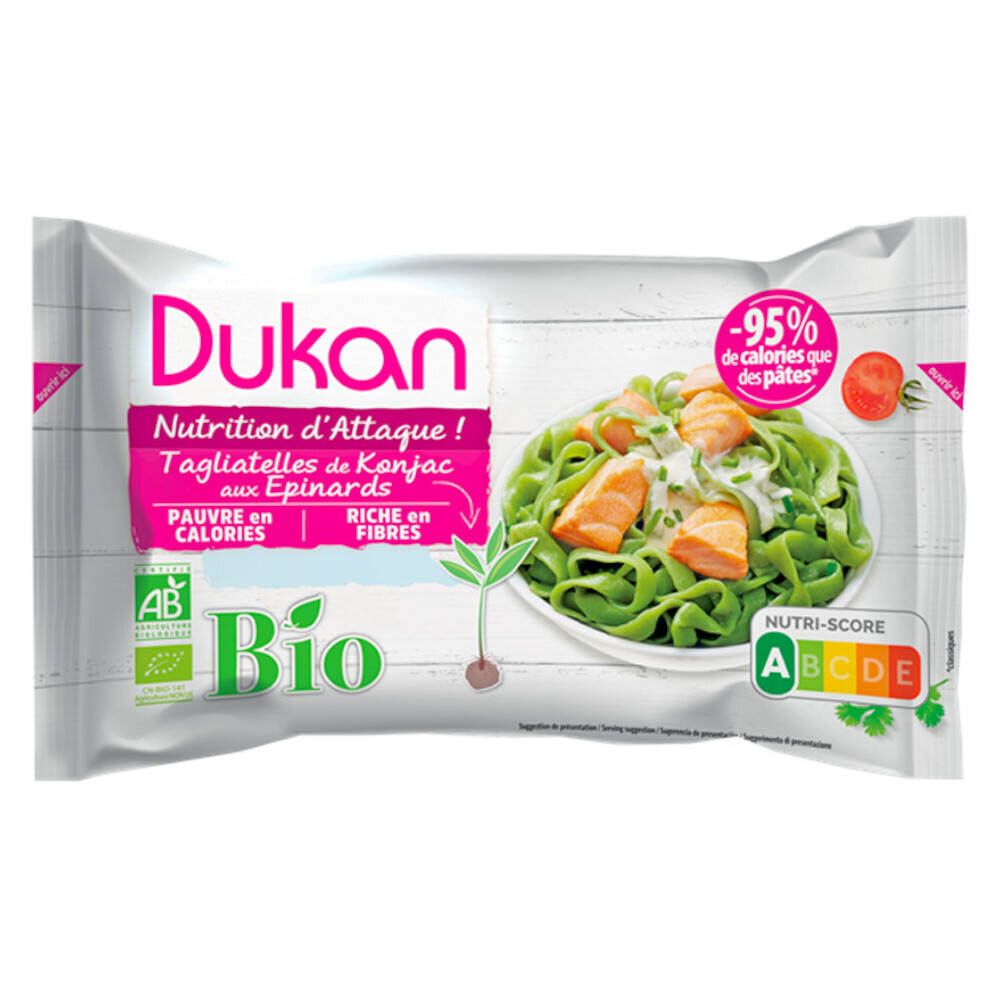 Dukan Bio-Konjak-Tagliatelle mit Spinat