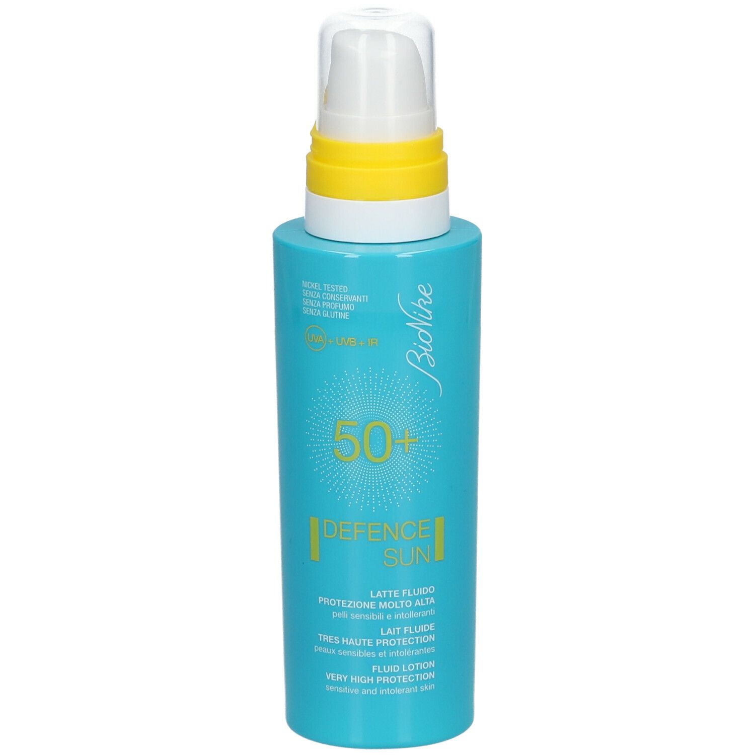 BioNike DEFENCE SUN Flüssige Milch SPF50+ Sehr hoher Schutz. — Produktbild