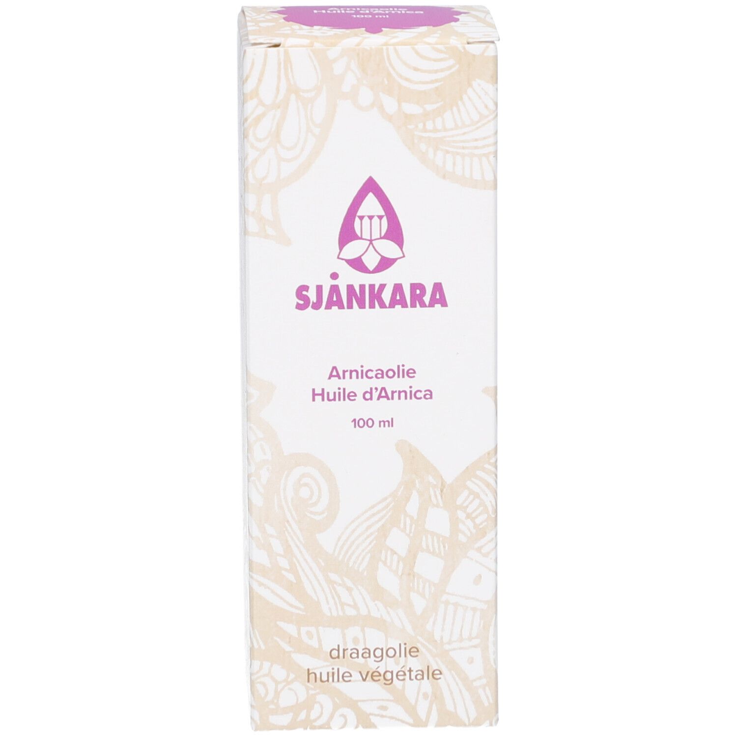 Verpackung des Produkts. Weiß mit Logo und Produktnamen. Hintergrund weiß.