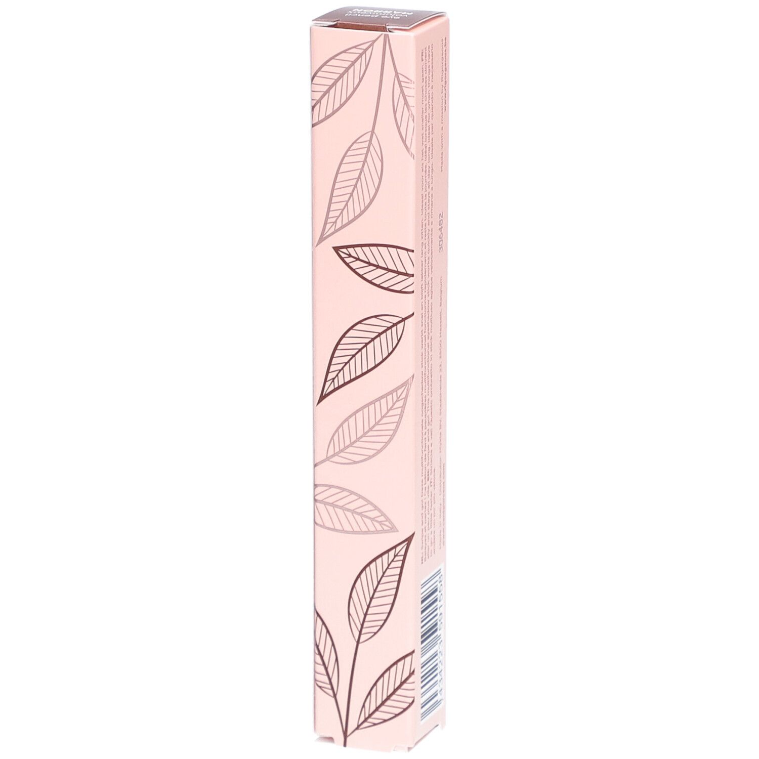 Rosa Verpackung mit Blätter-Dekor. Aufschrift: Cent Pur Cent, Volumieux. Rückseite der Verpackung.