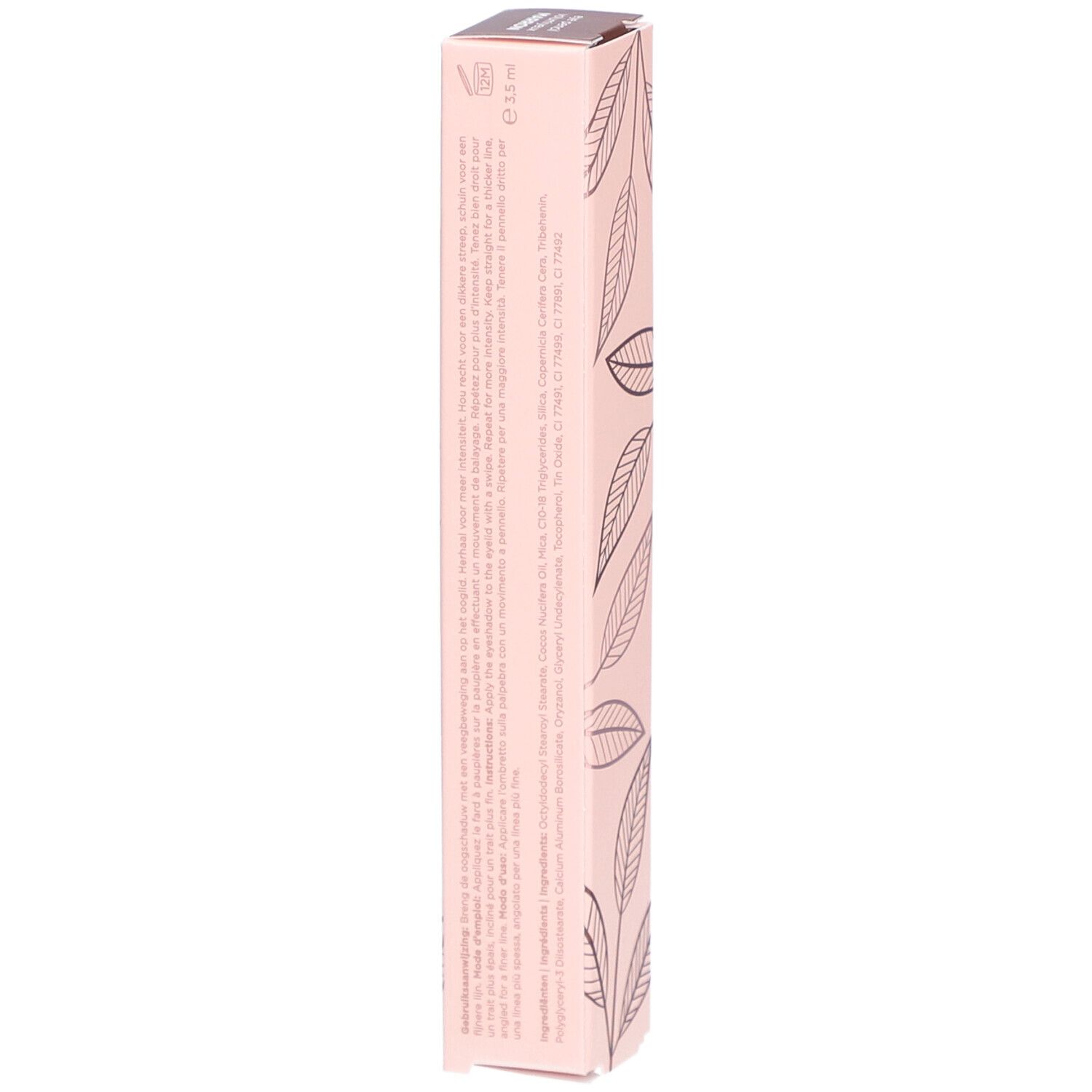 Rosa Verpackung mit Produktinformationen. Aufschrift: Cent Pur Cent, Volumieux. Seitenansicht.