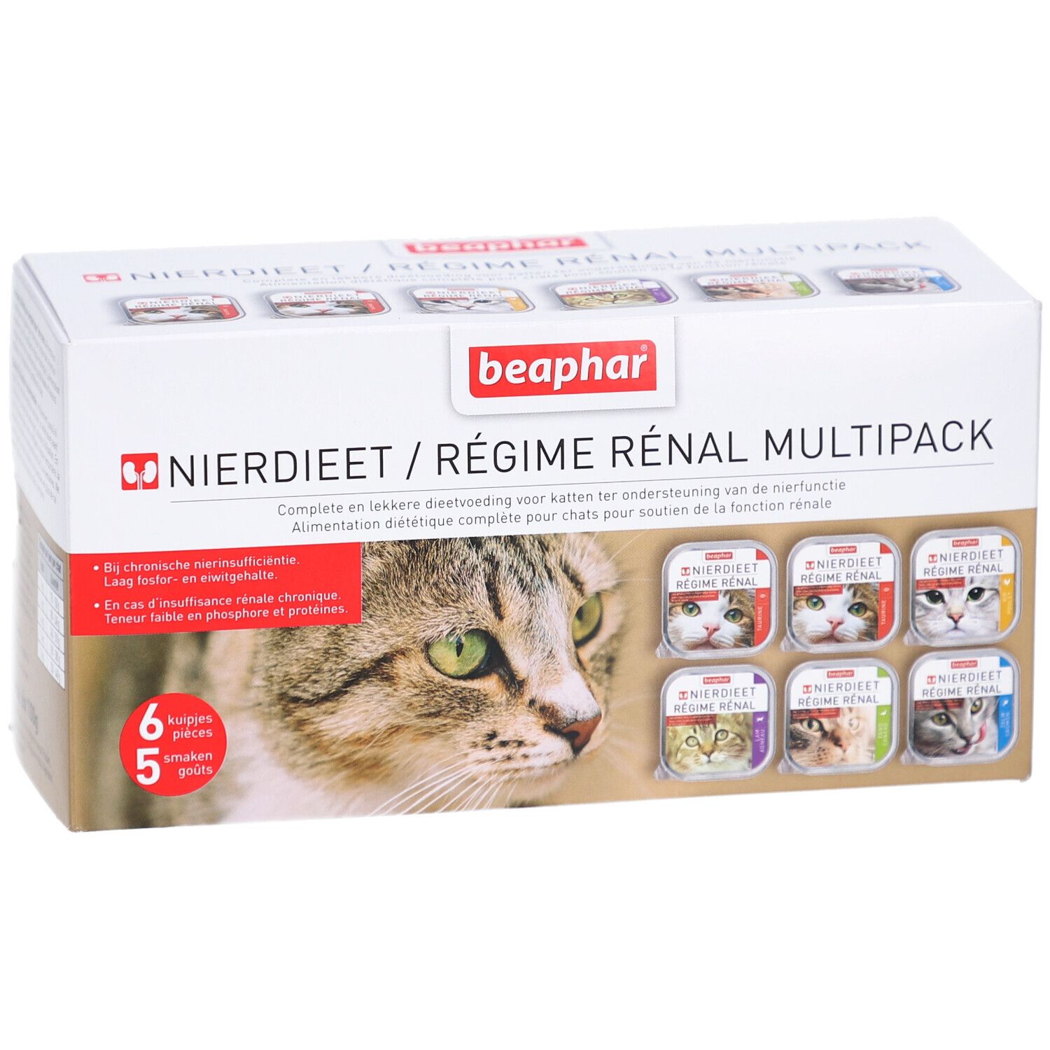 Beaphar Régime Rénal Multipack für Katzen. Karton mit 6 Dosen. Katze, Produktname, 5 Geschmacksrichtungen.