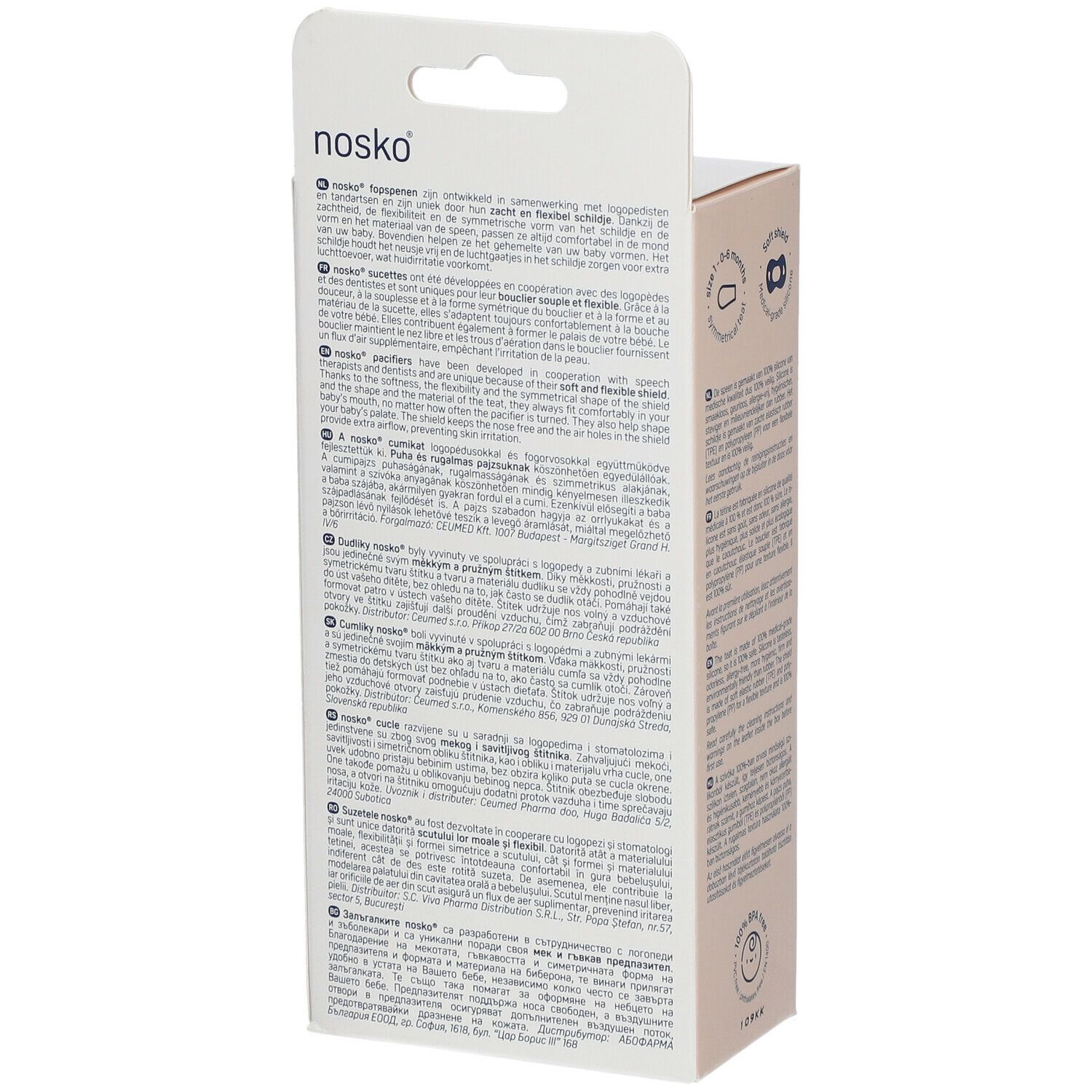 nosko® Sucettes baby pink + lilac 0-6 mois