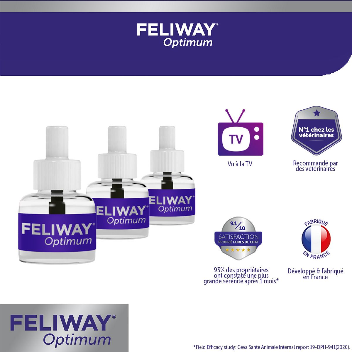 Feliway® Optimum Happy Family Recharge 3 Moins