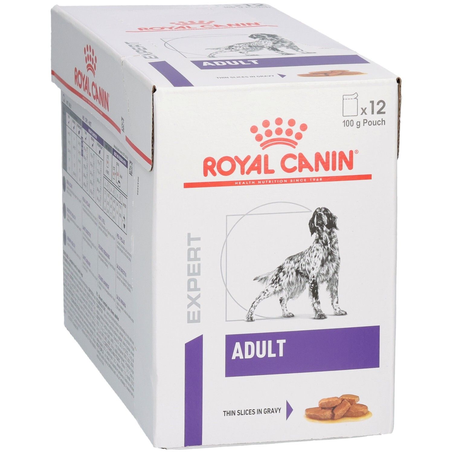 Royal Canin Expert Adult: 12x 100g Beutel, dünne Scheiben in Soße für Hunde.