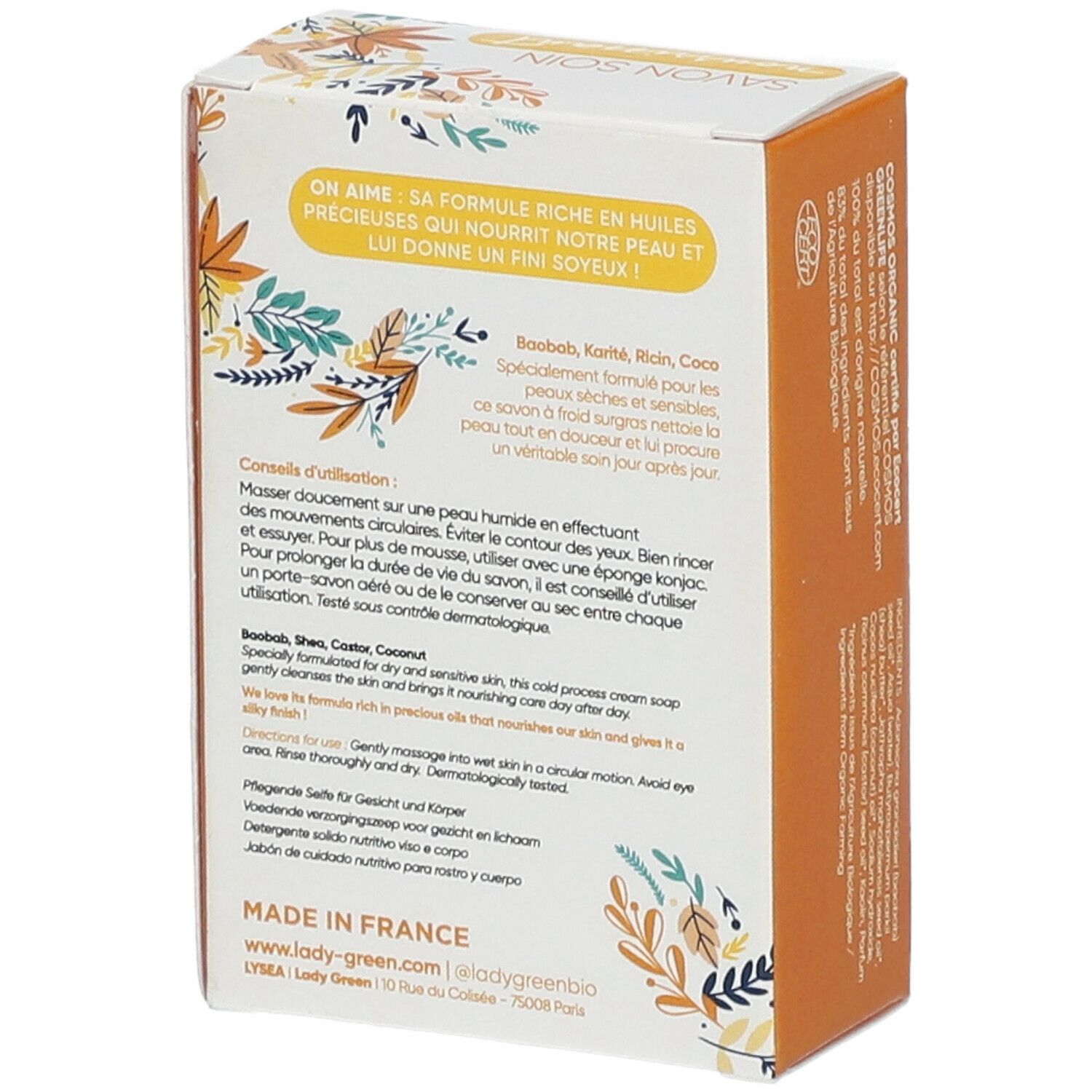 Lady Green Savon Soin Nourrissant Bio Visage & Corps