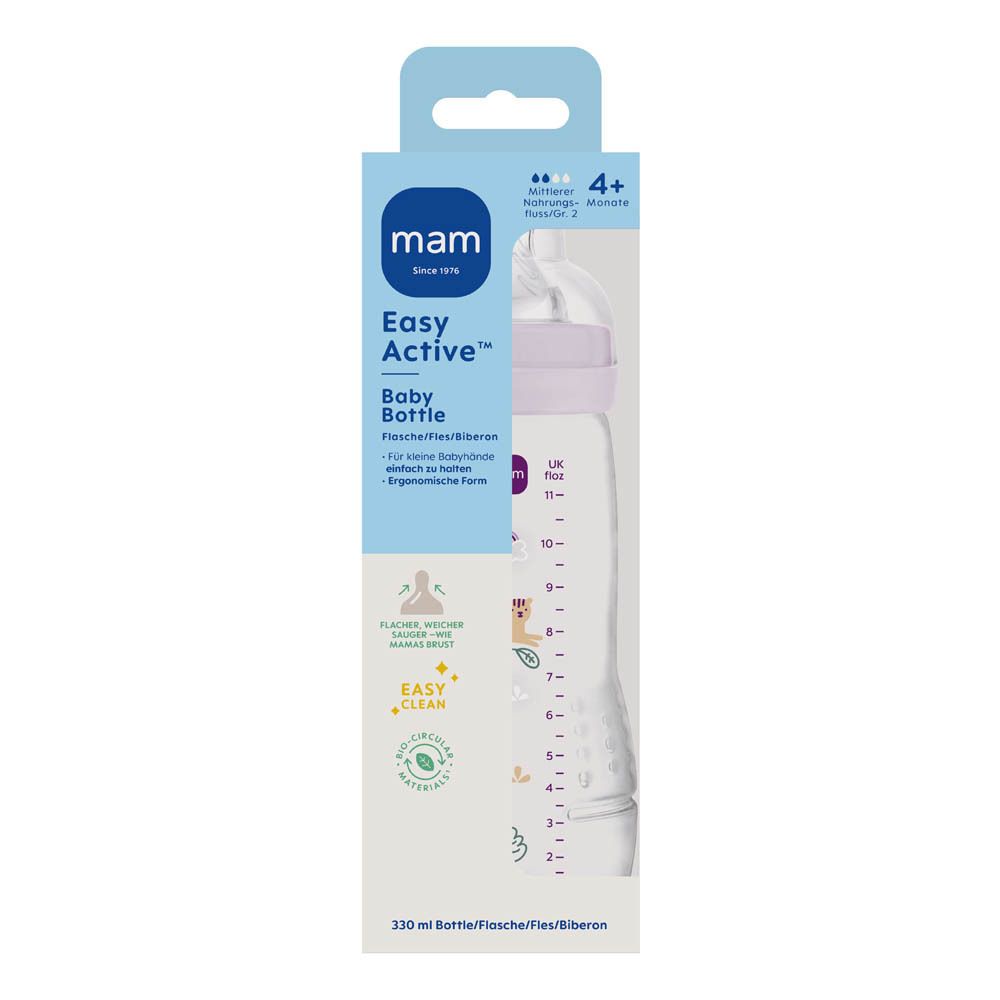 Biberon MAM Easy Active, 330ml, avec tétine pour bébés dès 4 mois, rose.