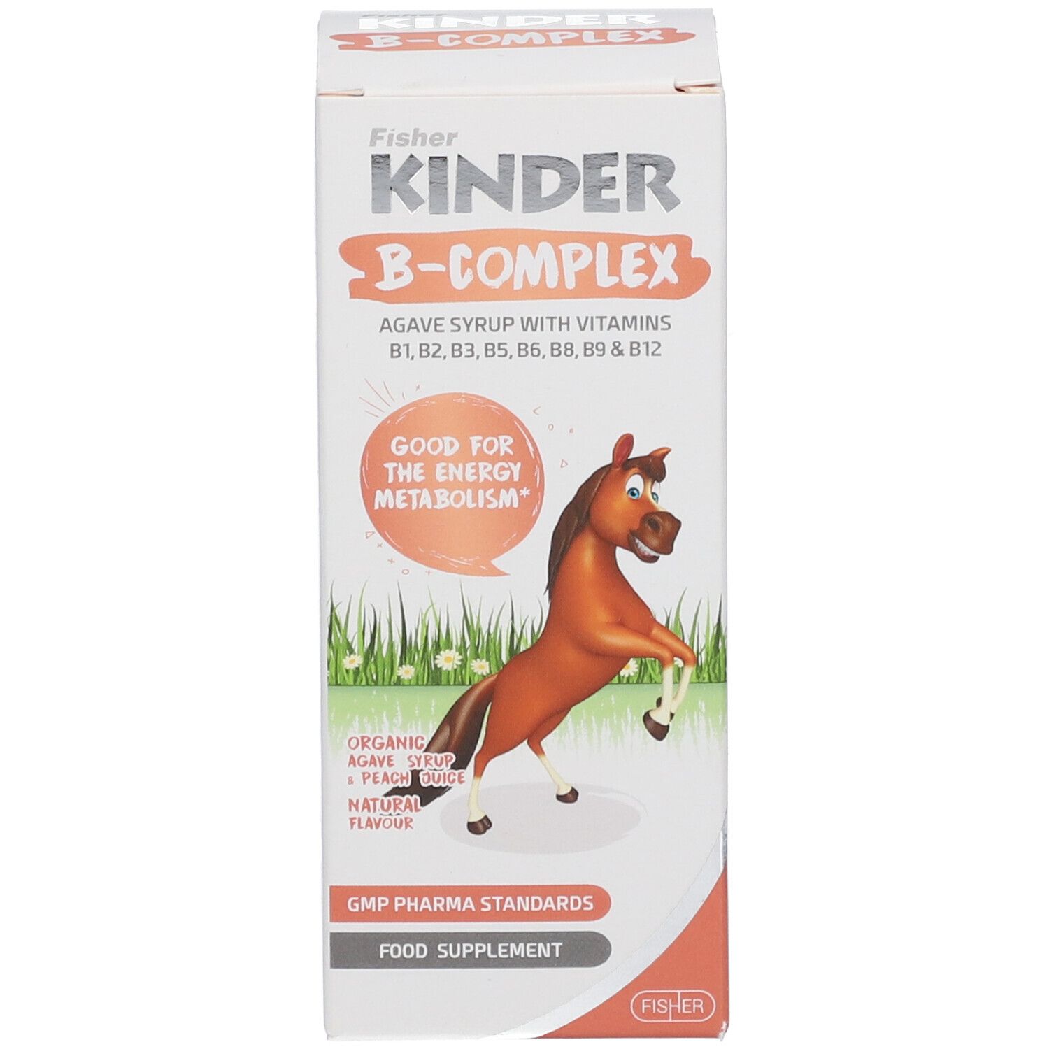 Produktverpackung. Verpackung mit Produktnamen, Inhaltsstoffen und einem Pferd.