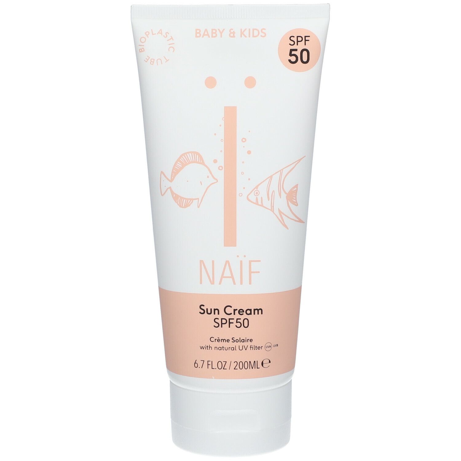 NAIF Lotion solaire sans parfum pour bébé et enfants SPF50