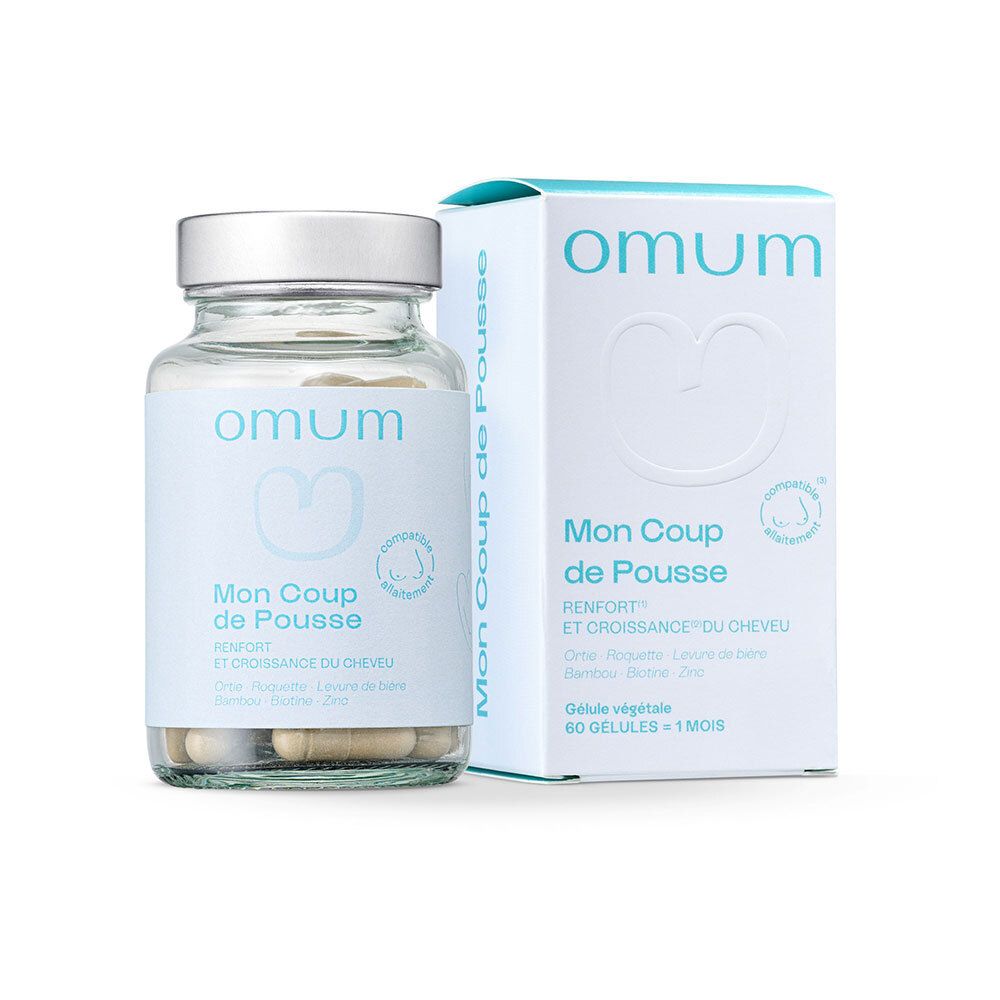 Conditionnement produit avec flacon et boîte. Texte en français. Pour les cheveux.