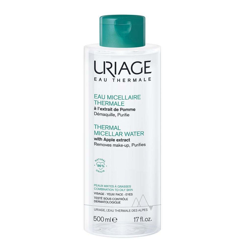Uriage Eau Micellaire Thermale à l'Extrait de Pomme pour peaux mixtes à grasses.