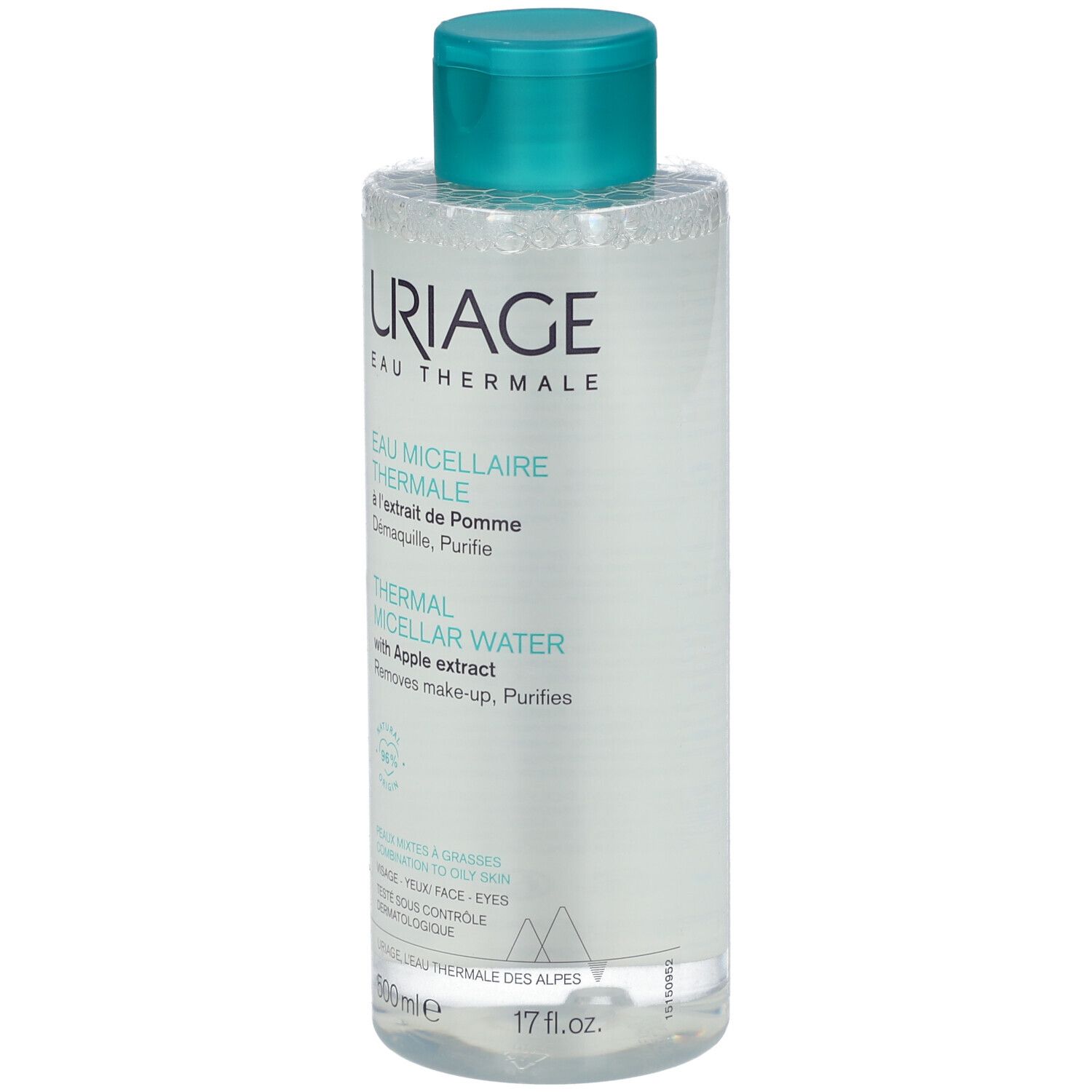 Uriage Thermal Micellar Water mit Apfelextrakt für Mischhaut bis fettige Haut, 500ml.