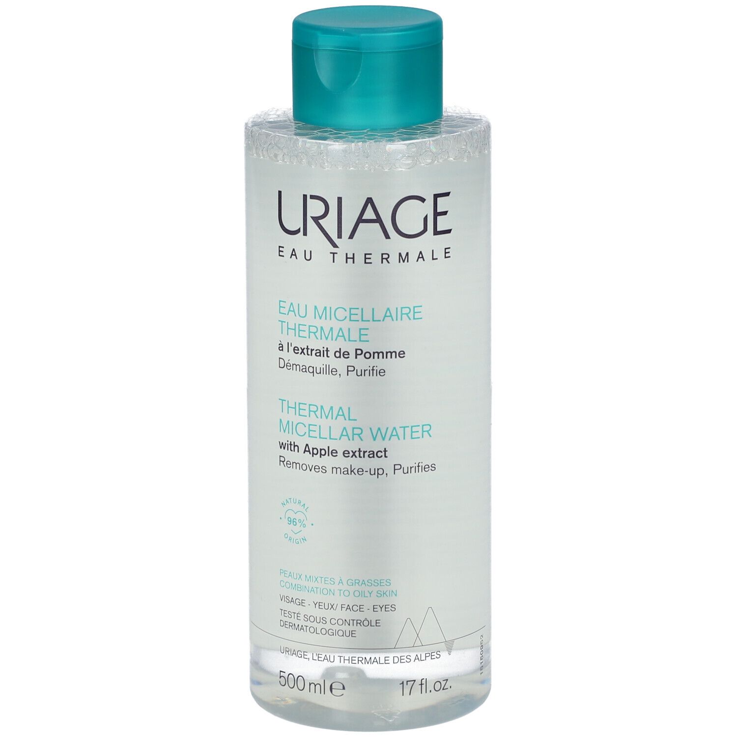 Uriage Thermal Micellar Water mit Apfelextrakt für Mischhaut bis fettige Haut, 500ml.