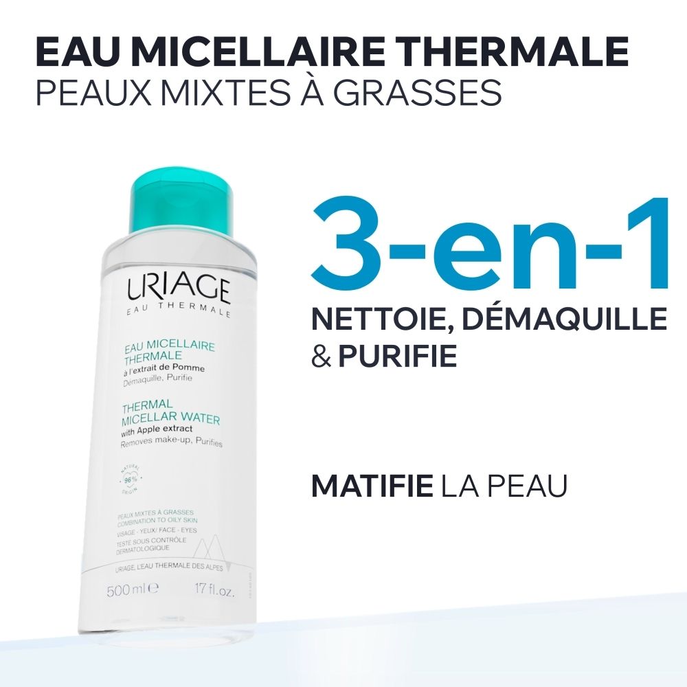Uriage Eau Micellaire Thermale: 3-en-1 Nettoie, démaquille & purifie.