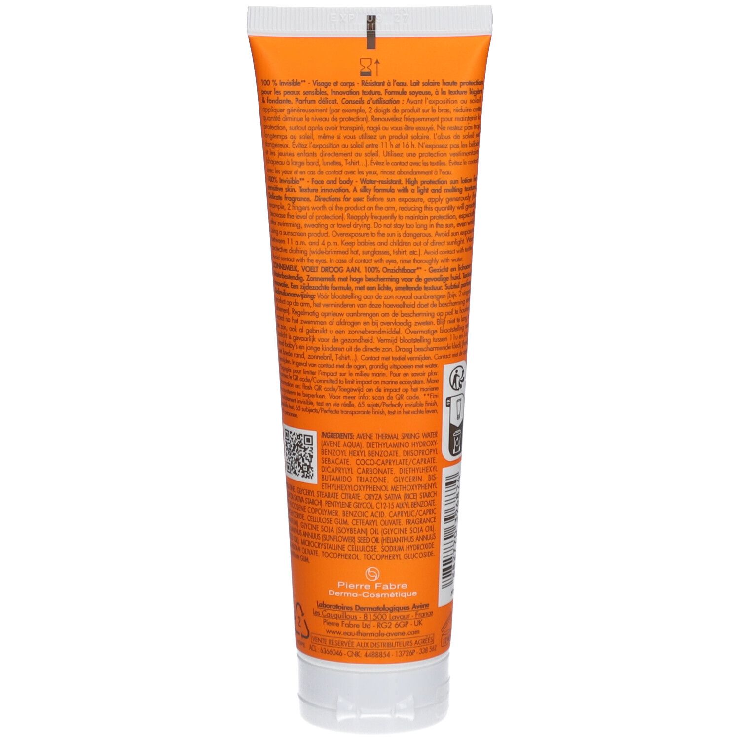 Avène Solaire Milch 100 % unsichtbar SPF50 | Sehr hoher Schutz | Empfindliche Haut