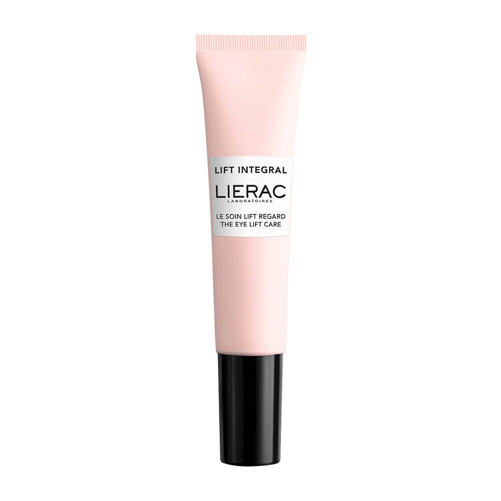 Tube rose avec bouchon noir. Inscription: LIFT INTEGRAL, LIERAC, THE EYE LIFT CARE.