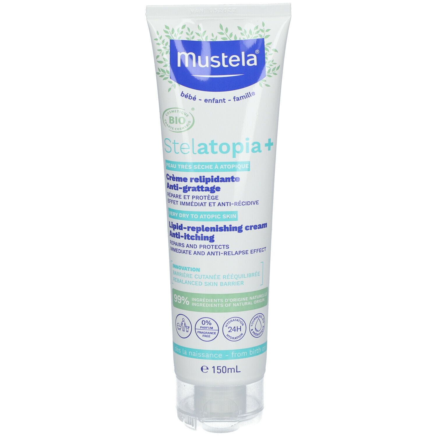 Mustela Stelatopia+ Crème Relipidante Anti-Grattage Peau Très Sèche à Atopique Bio 150 ml