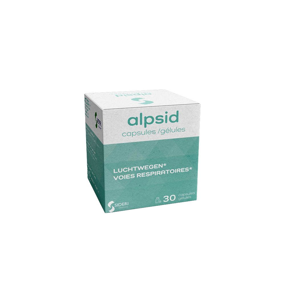 Boîte Alpsid avec texte: VOIES RESPIRATOIRES*. Contient 30 capsules.