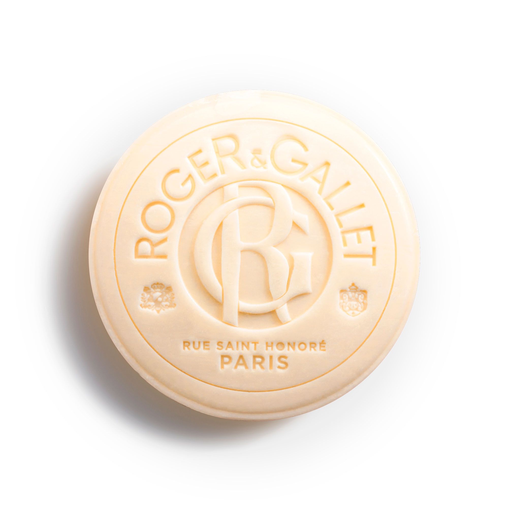 Savon rond. Inscription: Roger & Gallet, Jean-Marie Farina, Rue Saint Honoré Paris.