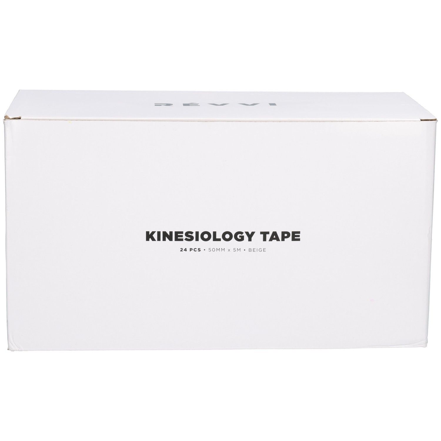 Weiße Kartonbox mit "KINESIOLOGY TAPE" Aufschrift, 24 Stück, 50mm x 5m, Beige.