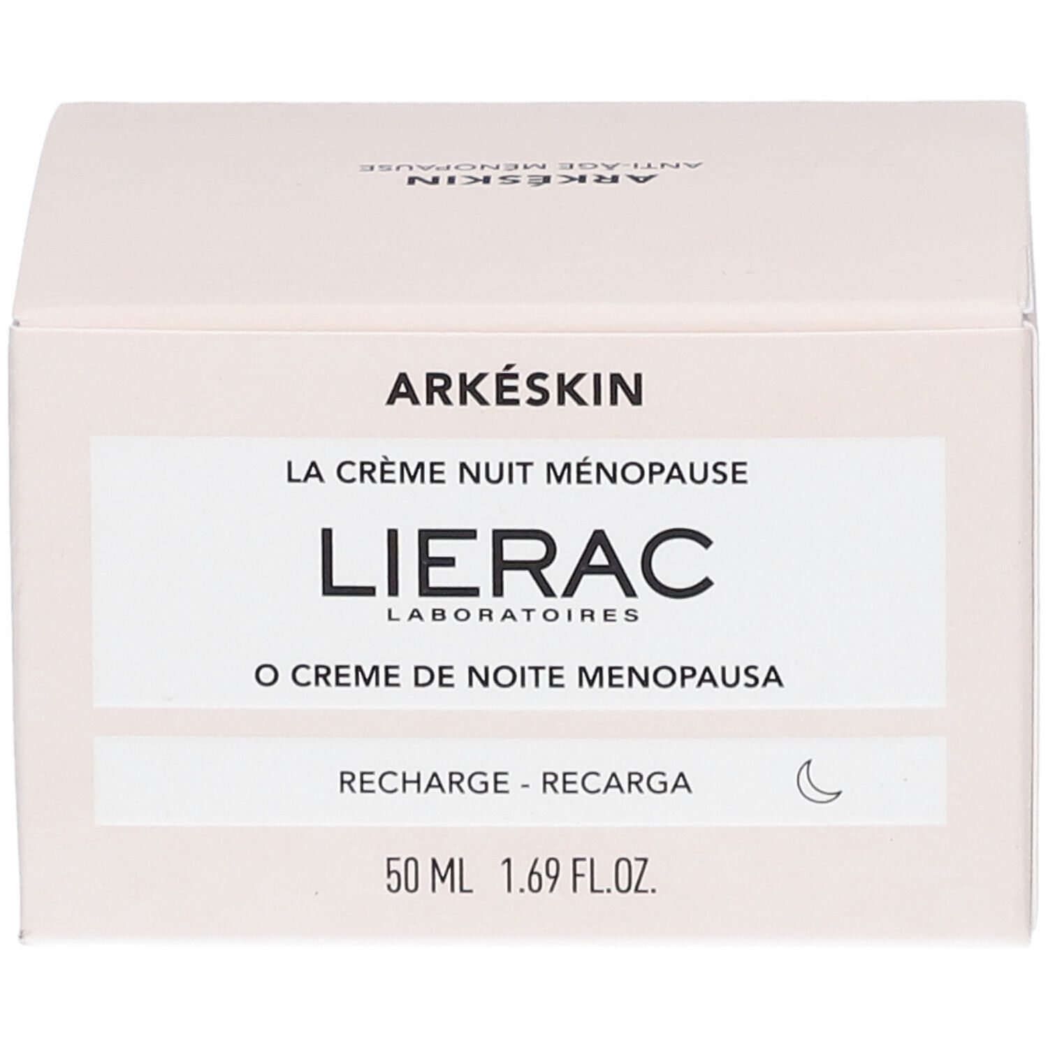 Creme-Verpackung. Aufschrift: Lierac Arkéskin La Crème Nuit Ménopause Recharge. 50 ml.