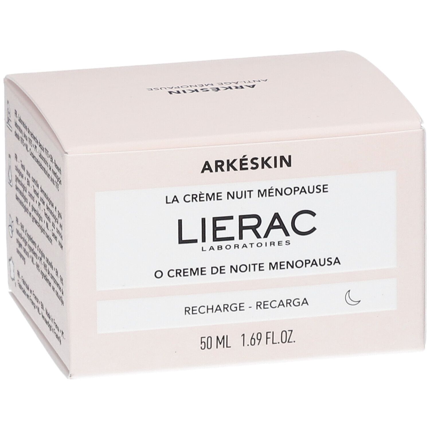 Creme-Verpackung. Aufschrift: Lierac Arkéskin La Crème Nuit Ménopause Recharge. 50 ml.