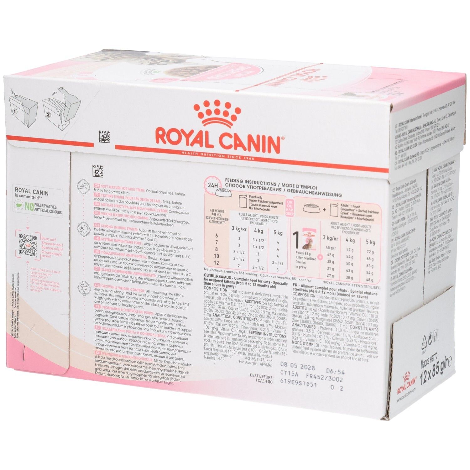 Royal Canin Kitten Sterilised Katzenfutter, 12x85g Pouch, für Katzen von 6-12 Monaten.