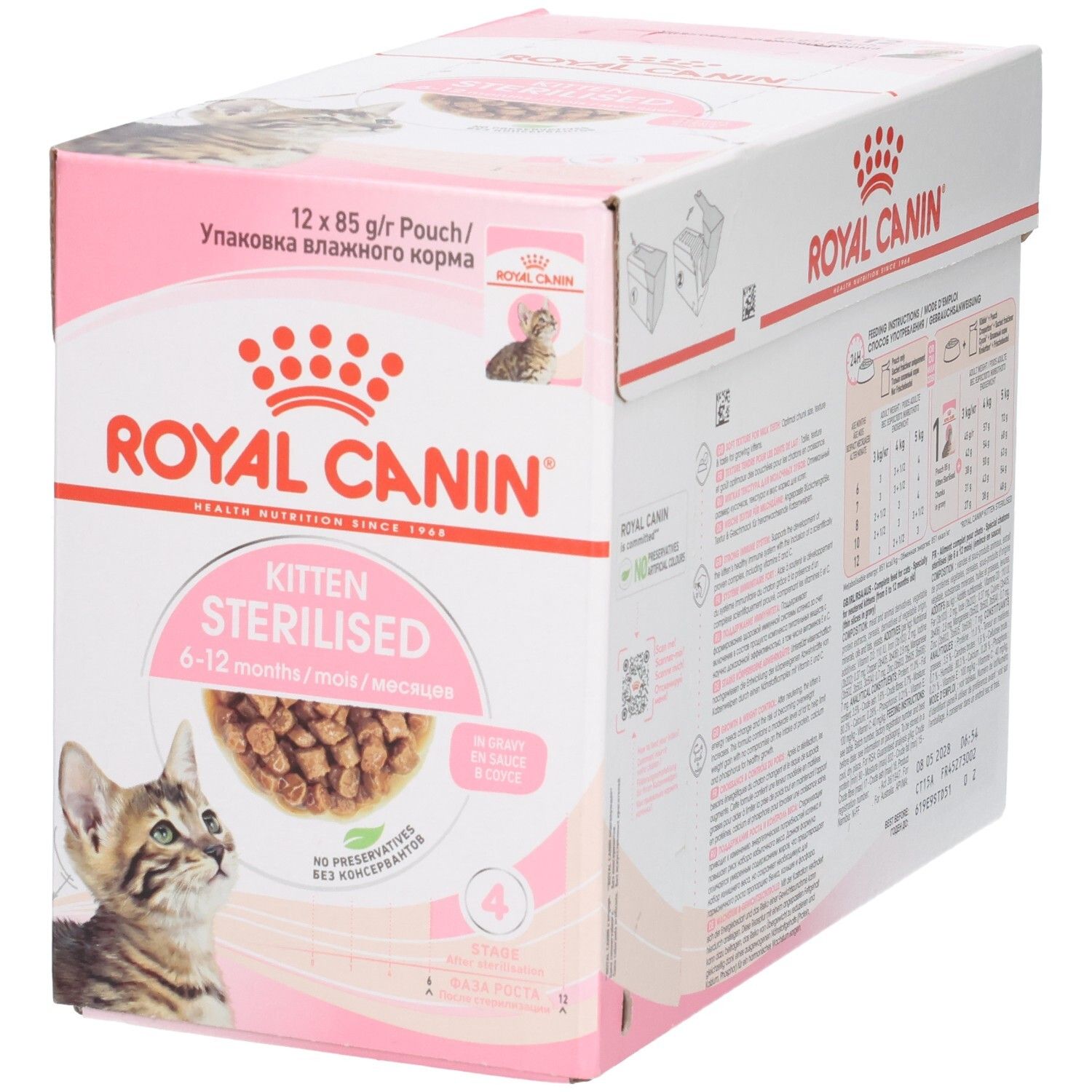 Royal Canin Kitten Sterilised Katzenfutter-Box, 12x85g Pouch.